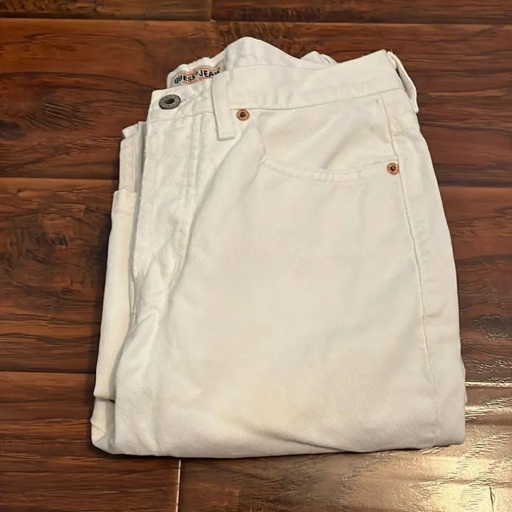 Vintage Guess Jeans White Button Fly Closure Denim Jeans Casual